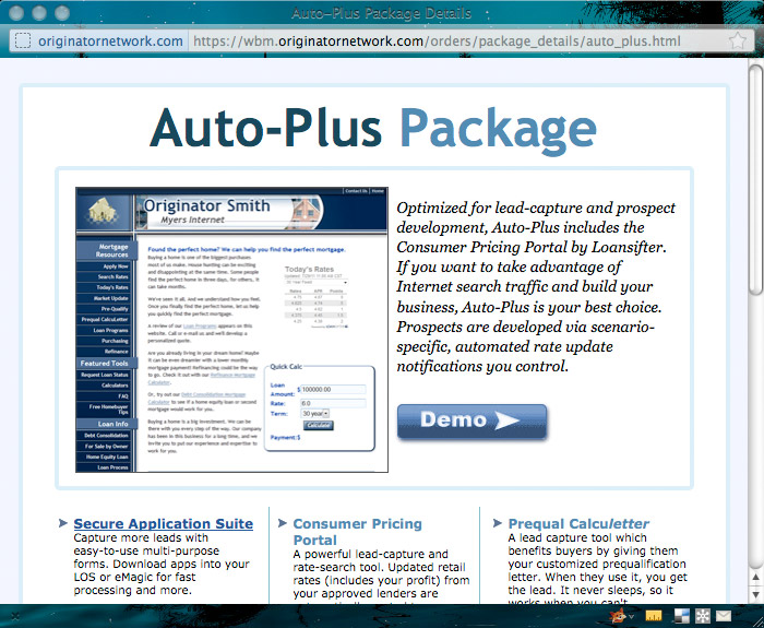 Auto-Plus Package Features page